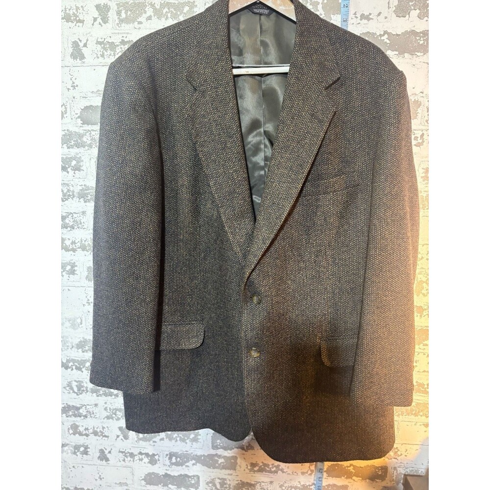 Hunt Valley Brown Tweed Wool Sport Coat Blazer Size 48L